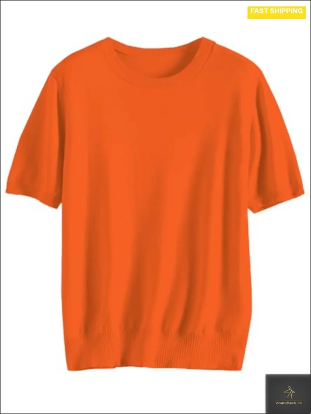 Short Sleeve Sweater Crew Neck Ribbed Hem Lightweight Knit Pullover